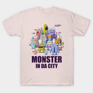 Monster in Da City 02 with Text T-Shirt